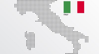 Italy Map design with flag and light background vector